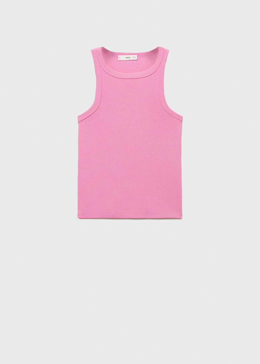 Mango Ribbed Halter Neck Top Pastel Pink