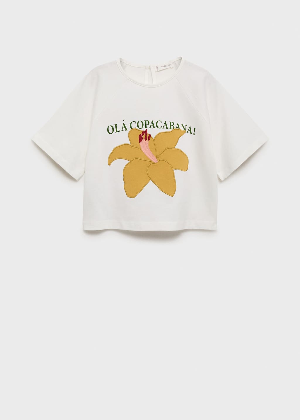 Mango Embroidered Short-sleeved T-shirt Off White