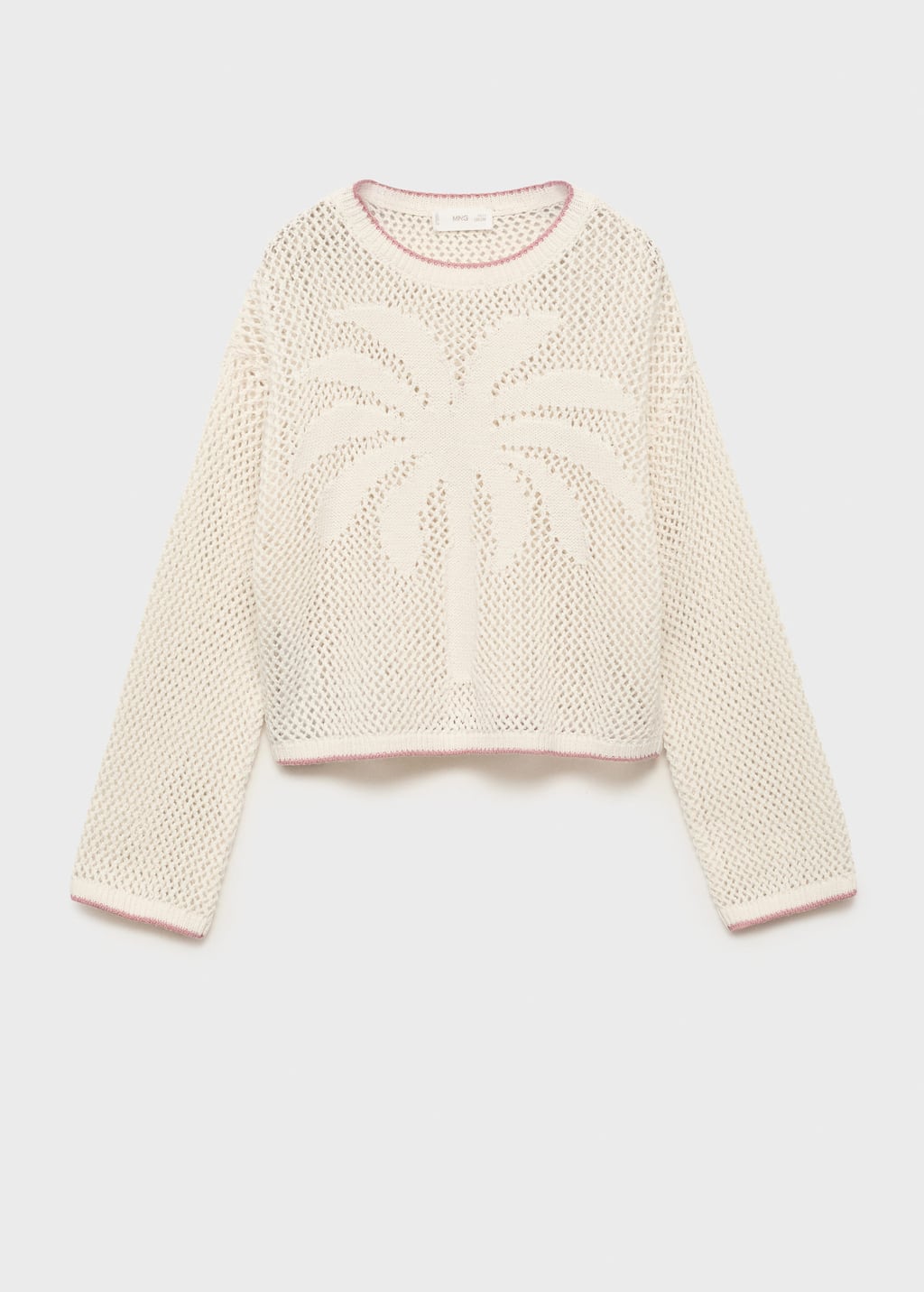 Mango Knitted Pattern Sweater Ecru