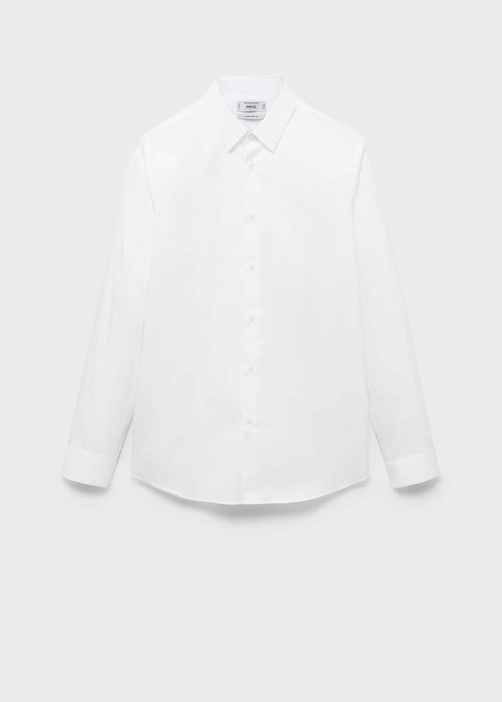 Mango Man Slim Fit Cotton Suit Shirt White