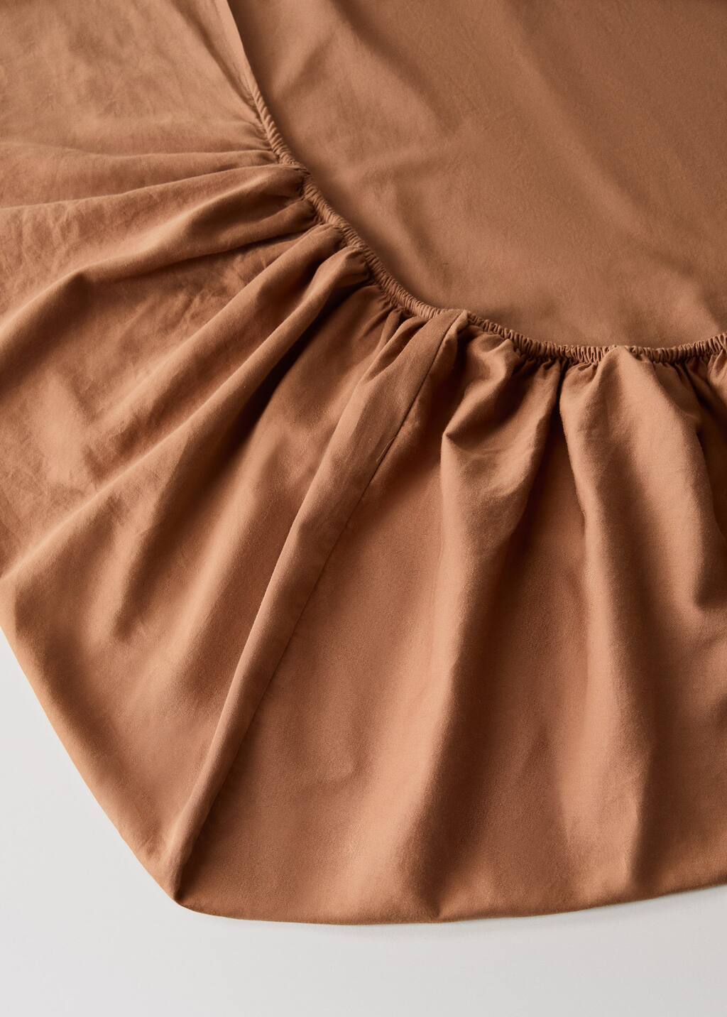 Washed cotton satin fitted sheet for 150 cm bed