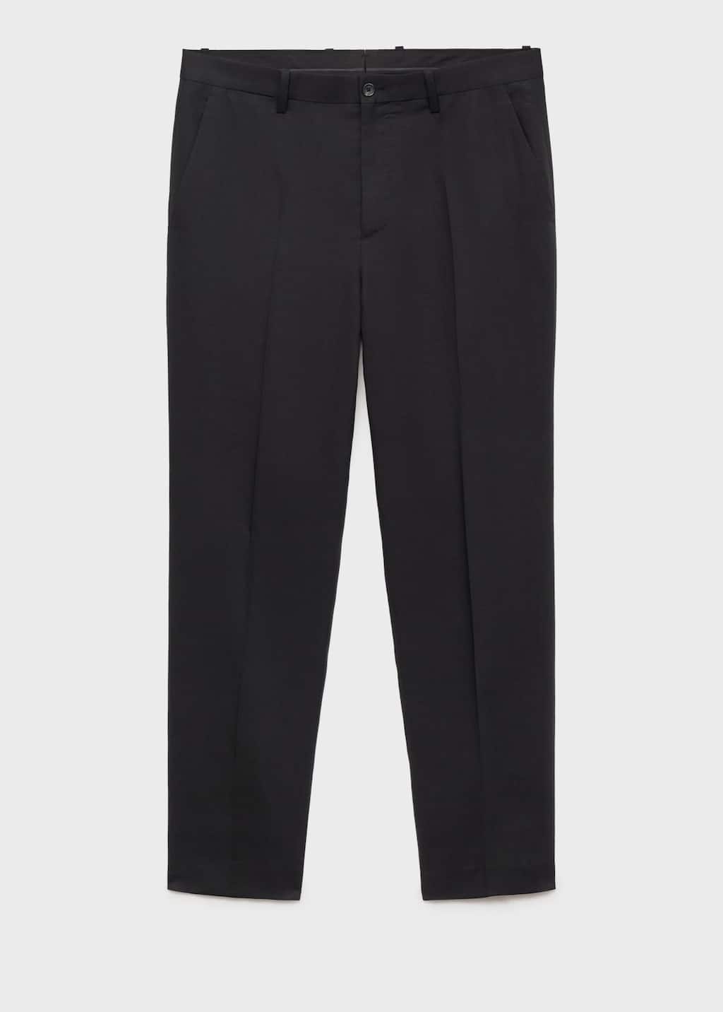 Mango Man Straight-leg Pants In A Linen And Lyocell Blend Black