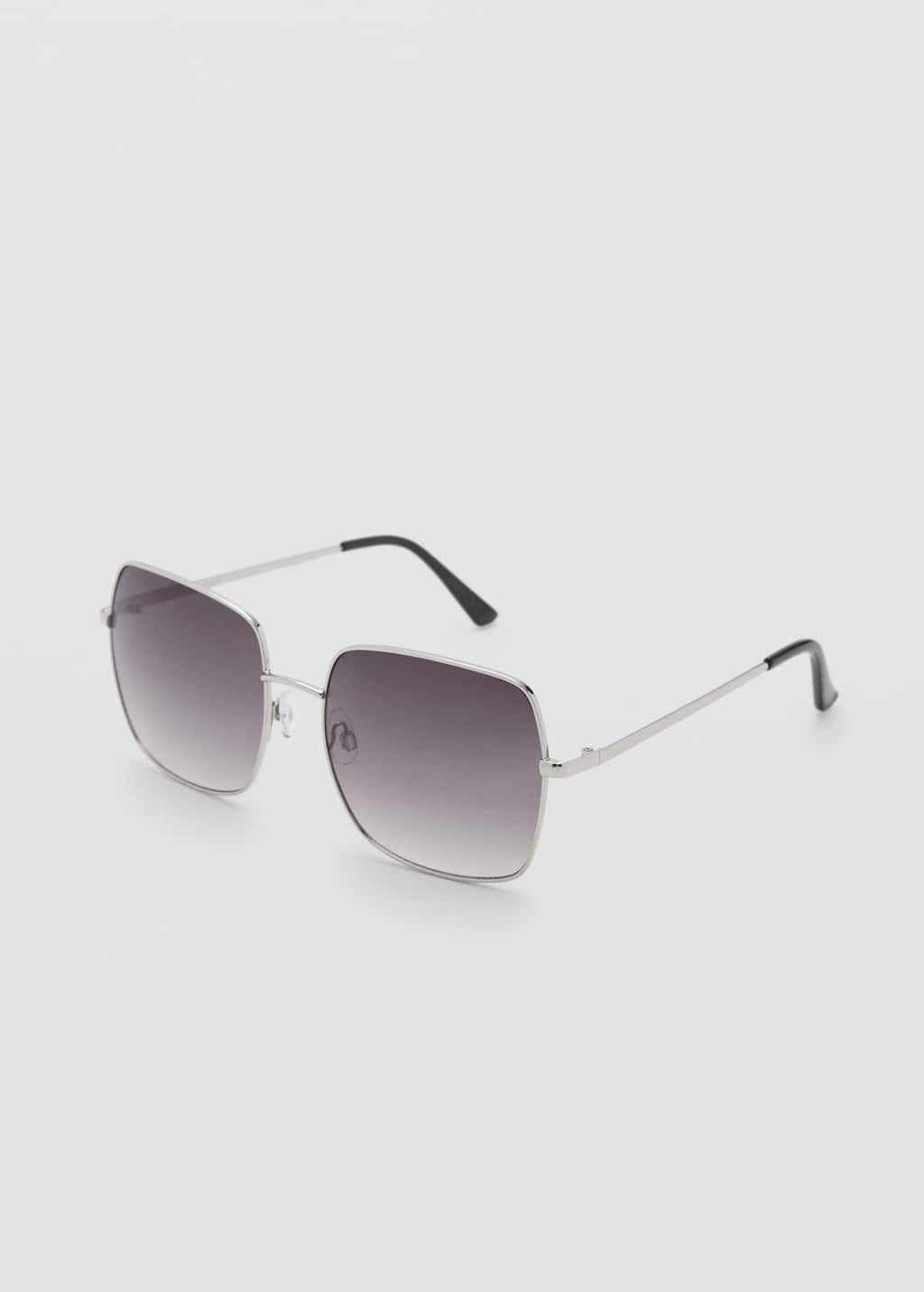 Mango Square Metallic Frame Sunglasses Silver