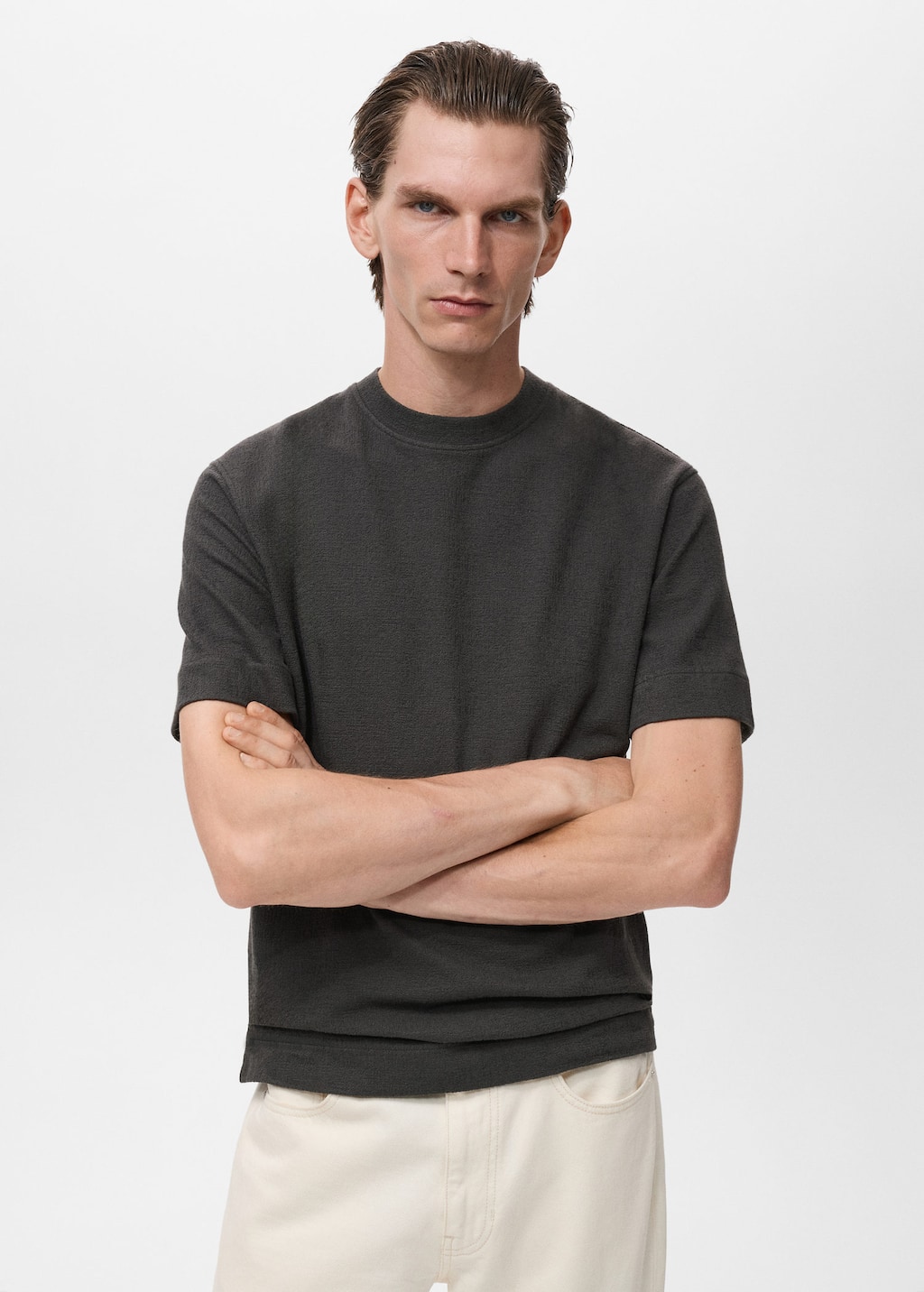 Textured cotton T-shirt