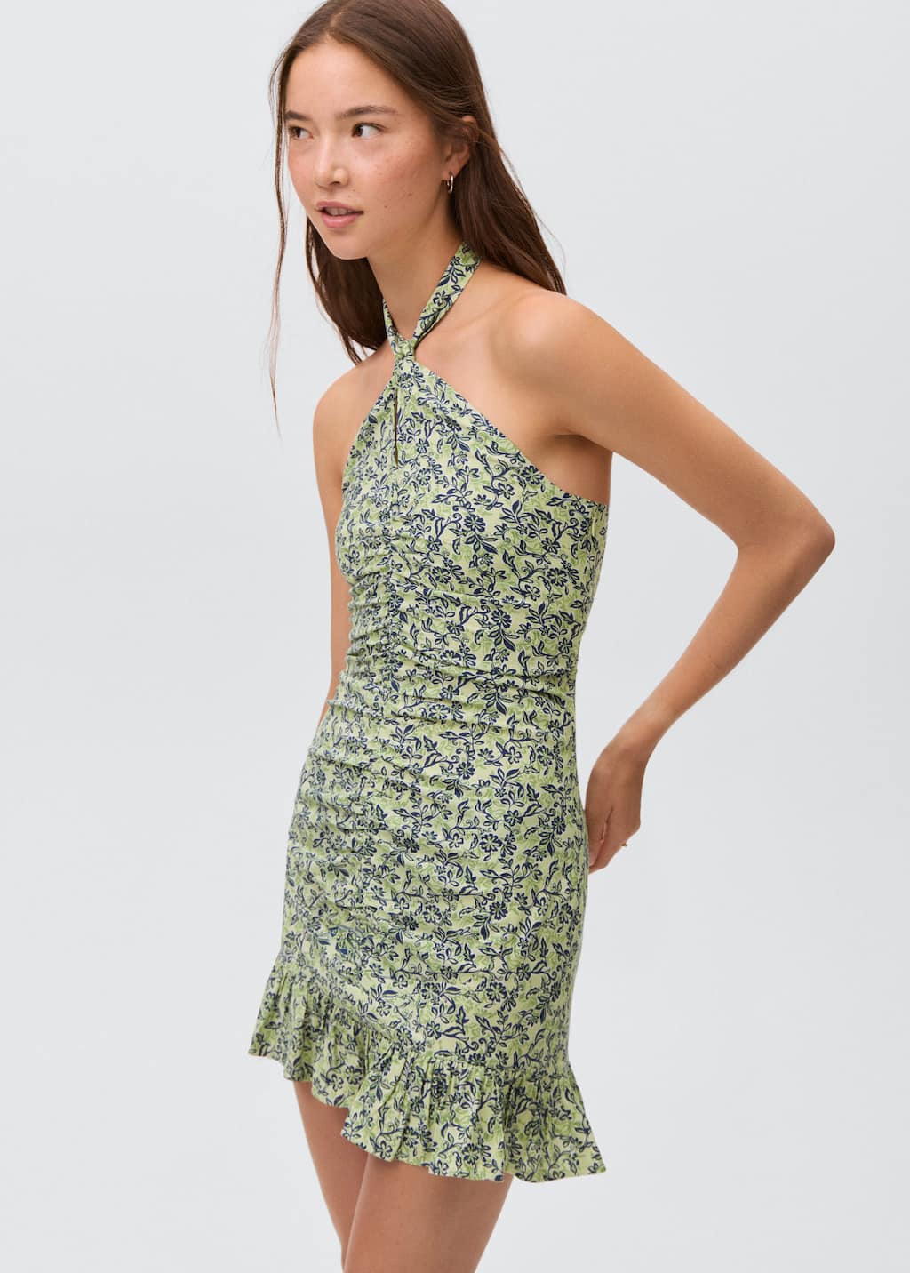 Floral-print halter dress