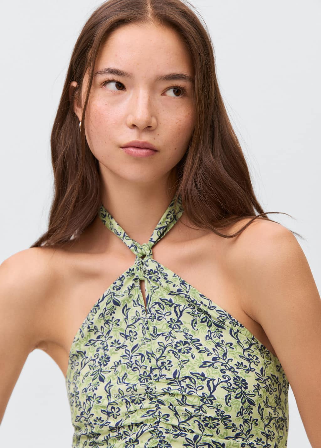 Floral-print halter dress