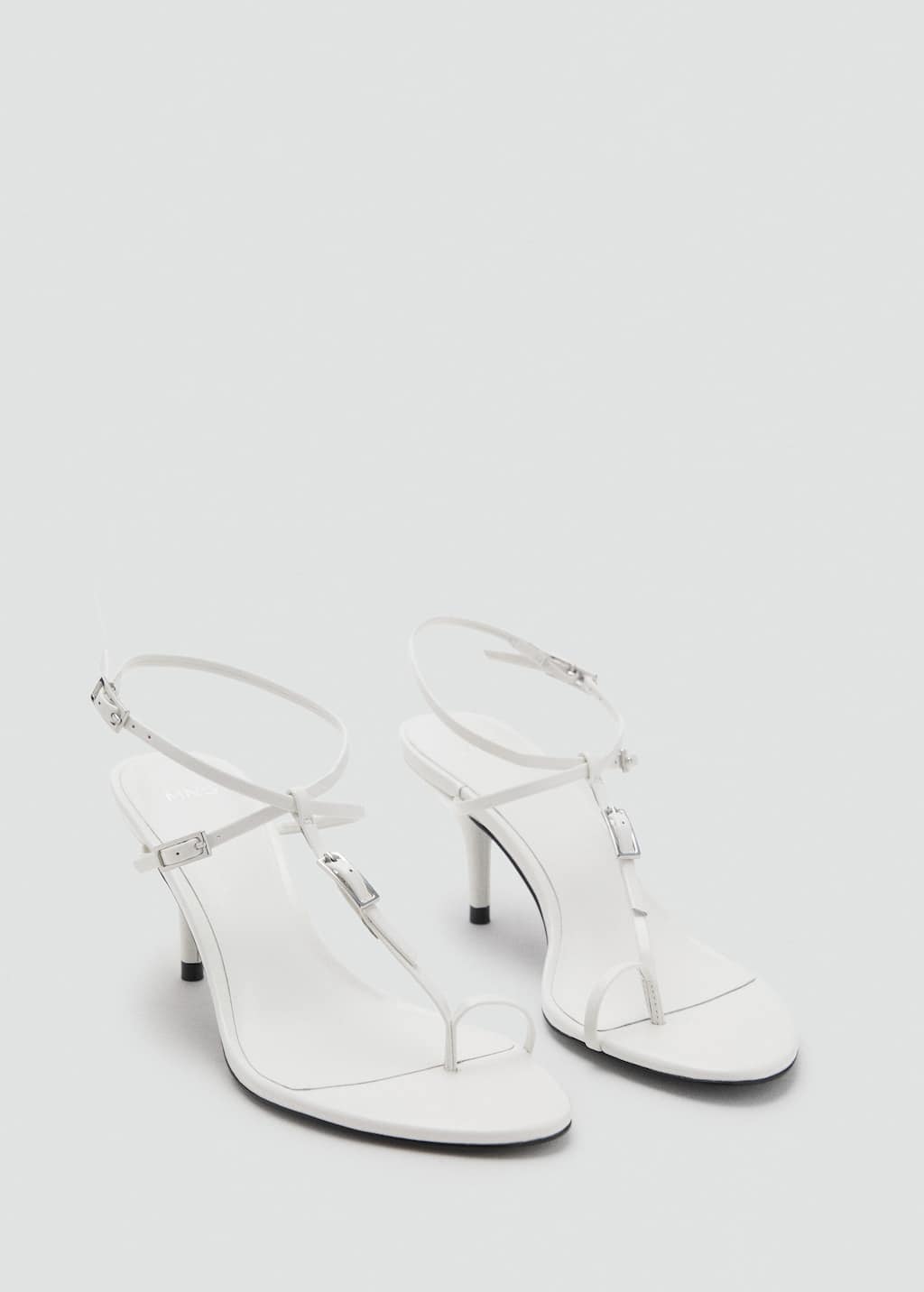 Mango Sandale En Cuir À Talon Avec Boucles Blanc - Femme - 41 - In White