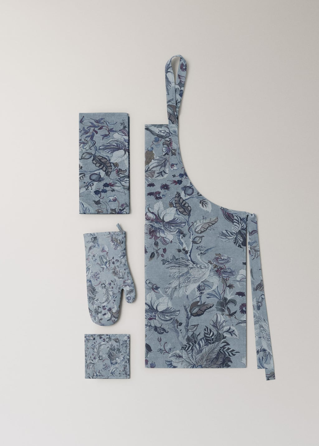Printed cotton and linen apron