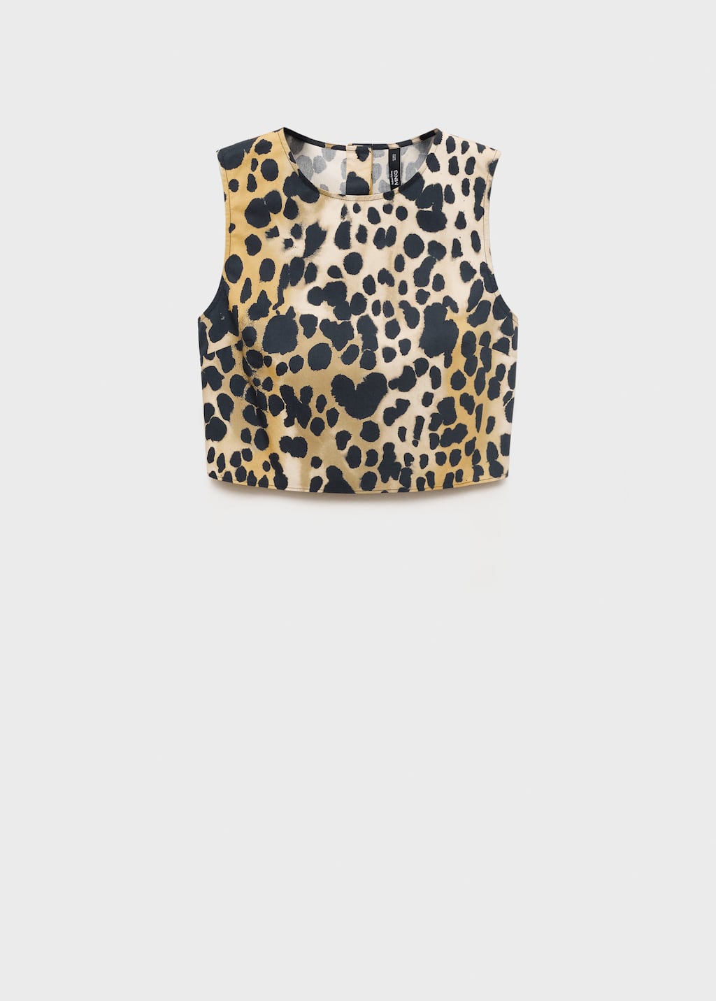 Leopard-print buttoned crop top