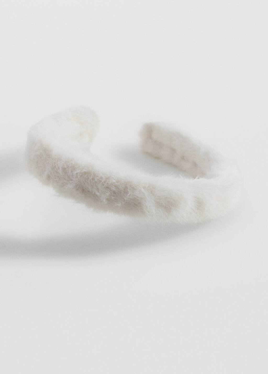 Mango Fur Detail Hairband Sand In Gray