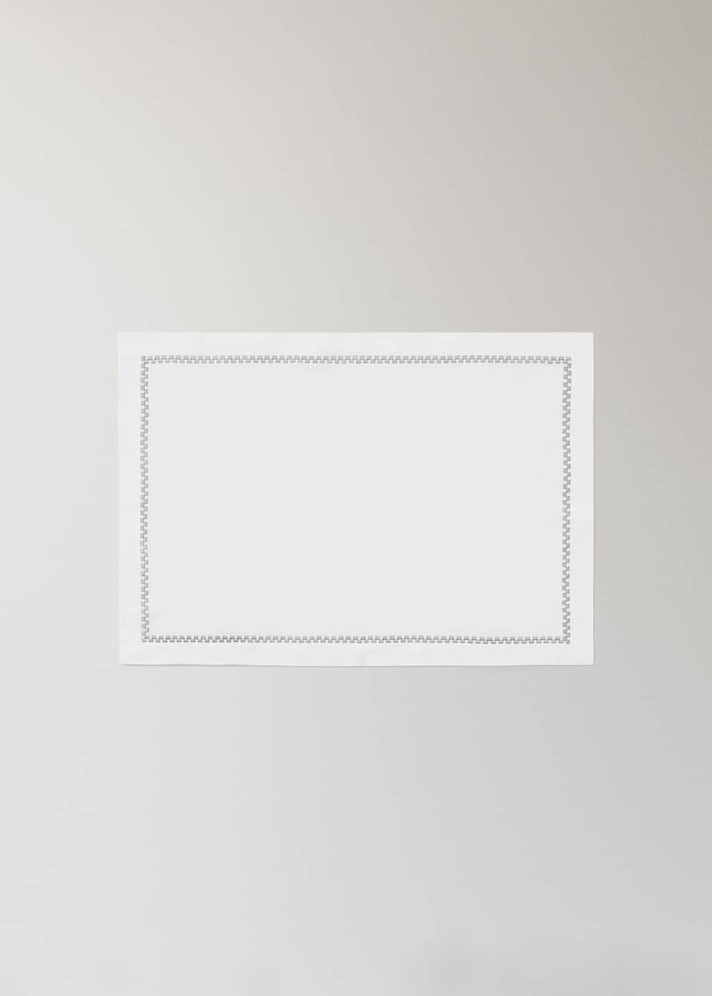 Mango Home 100% Linen Placeholder With Embroidered Detail Grey