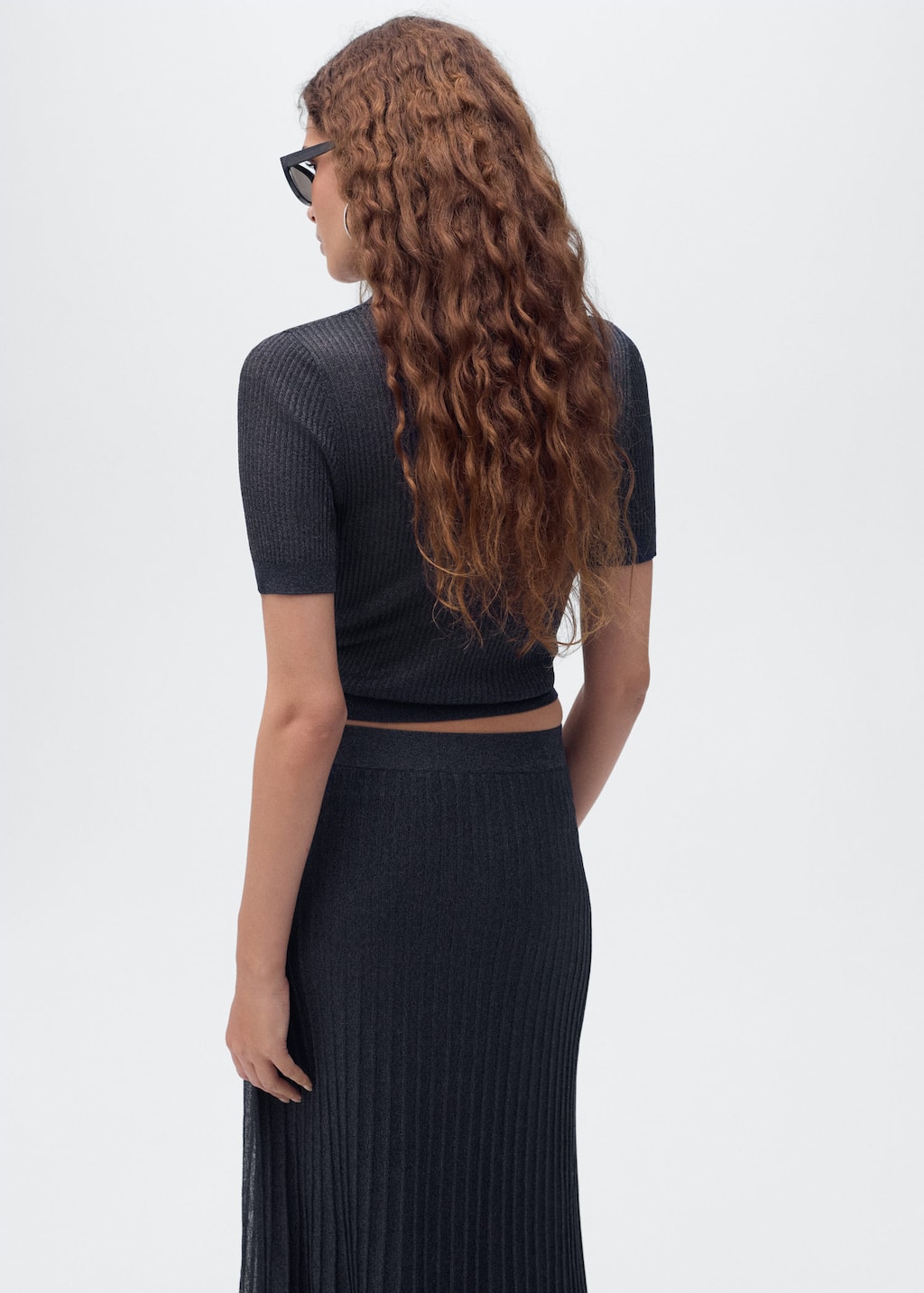 Lurex knitted V-neck sweater