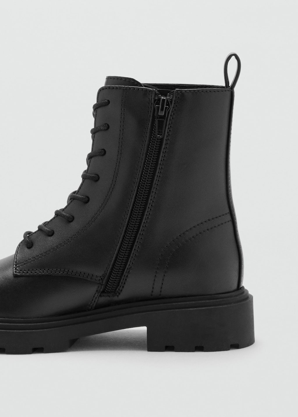 Lace-up leather ankle boots