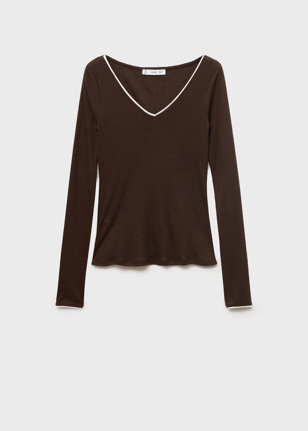 Mango V-neck Combined Fabric T-shirt In Brown
