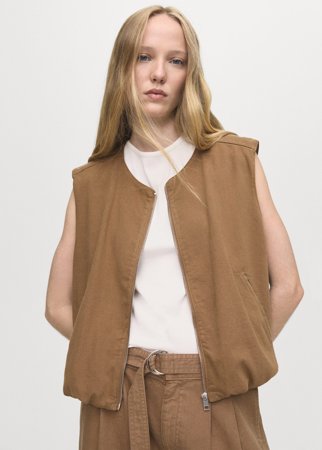 Puffer denim waistcoat