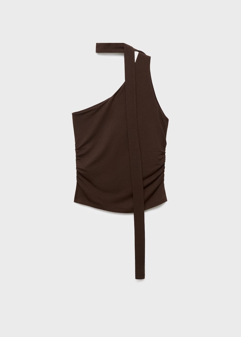 Mango Asymmetric Foulard Top Brown In Black
