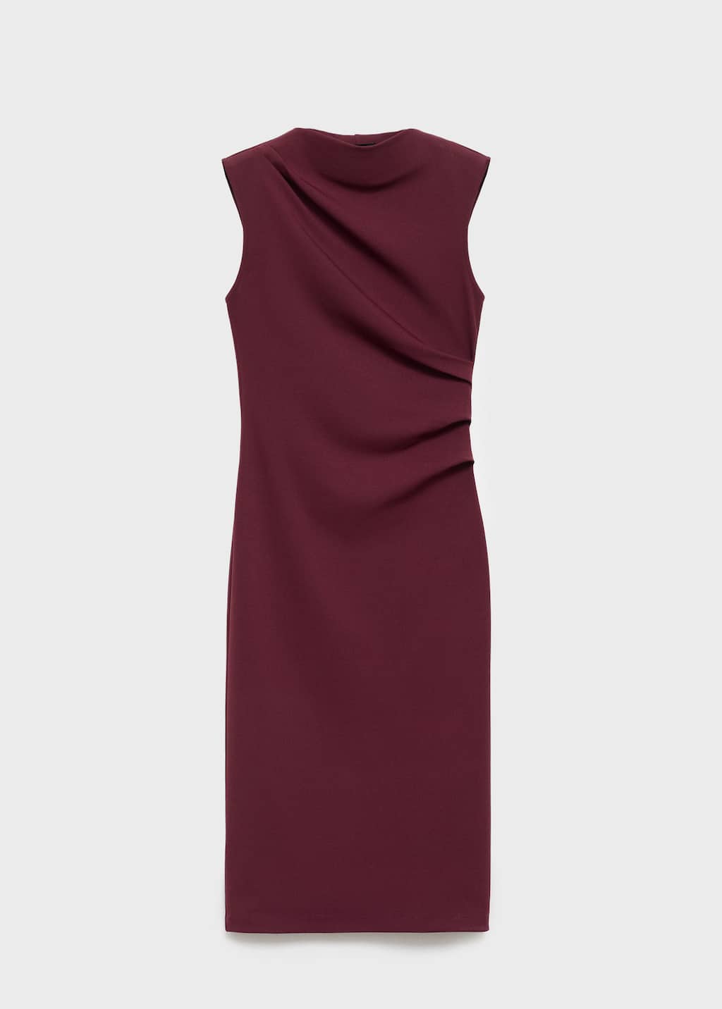Mango Robe Cintrée Froncée Bordeaux - Femme - M -  In Burgundy
