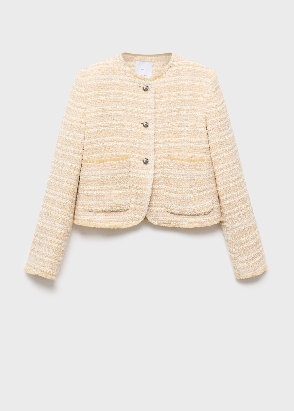 Mango Tweed Jacket With Jewel Buttons Beige In Neutral