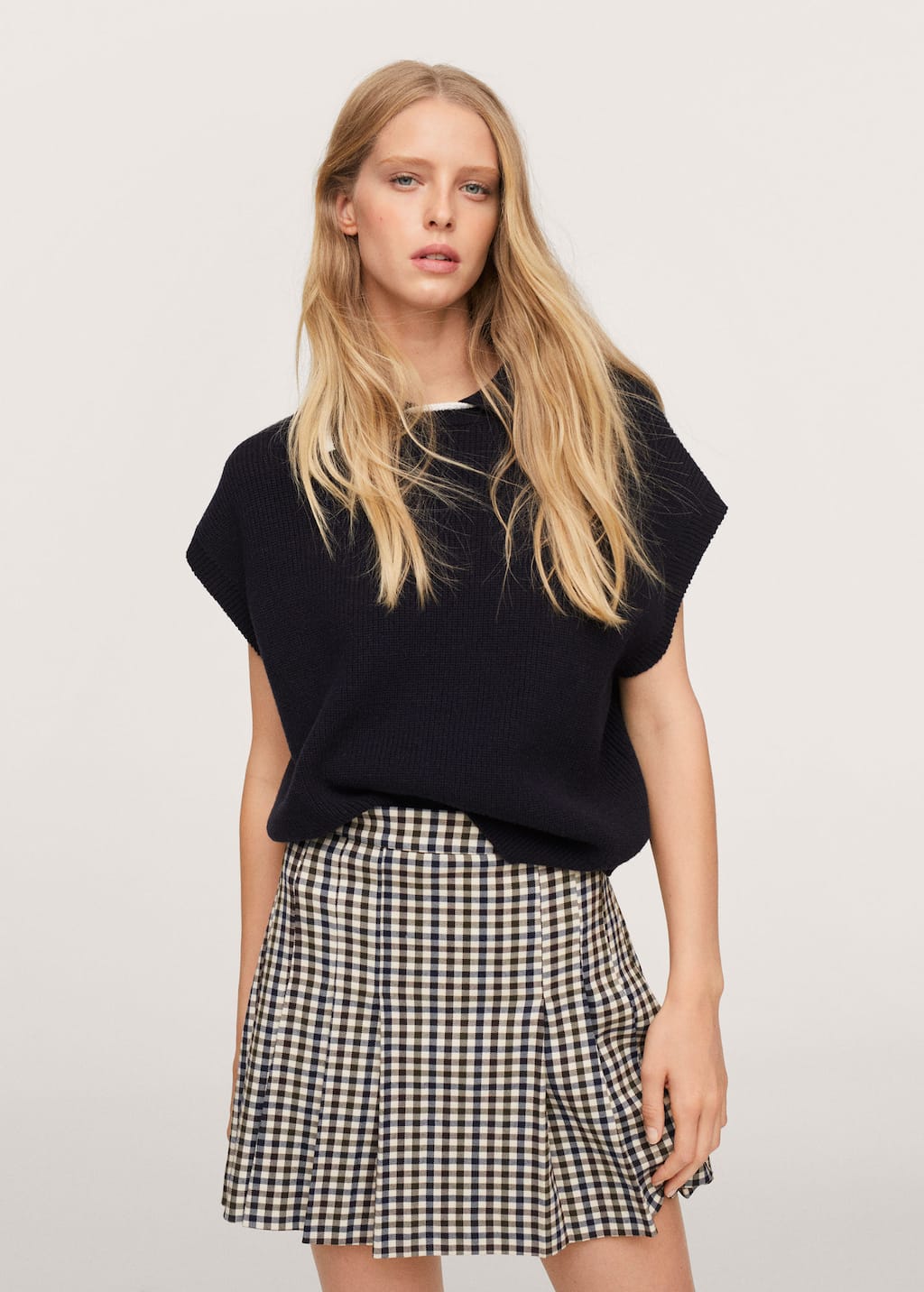 Chân váy kaki caro