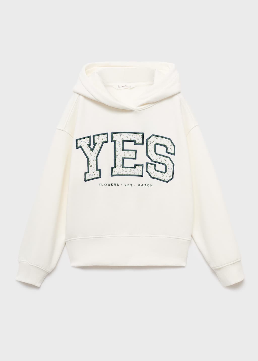 Mango Embroidered Sweatshirt With Floral Pattern Off White In White