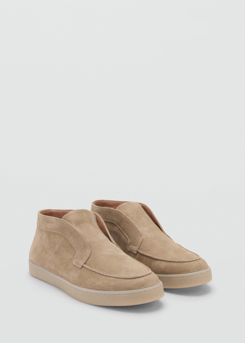 Mango Man Casual Split Leather Ankle Boots Sand In Nude