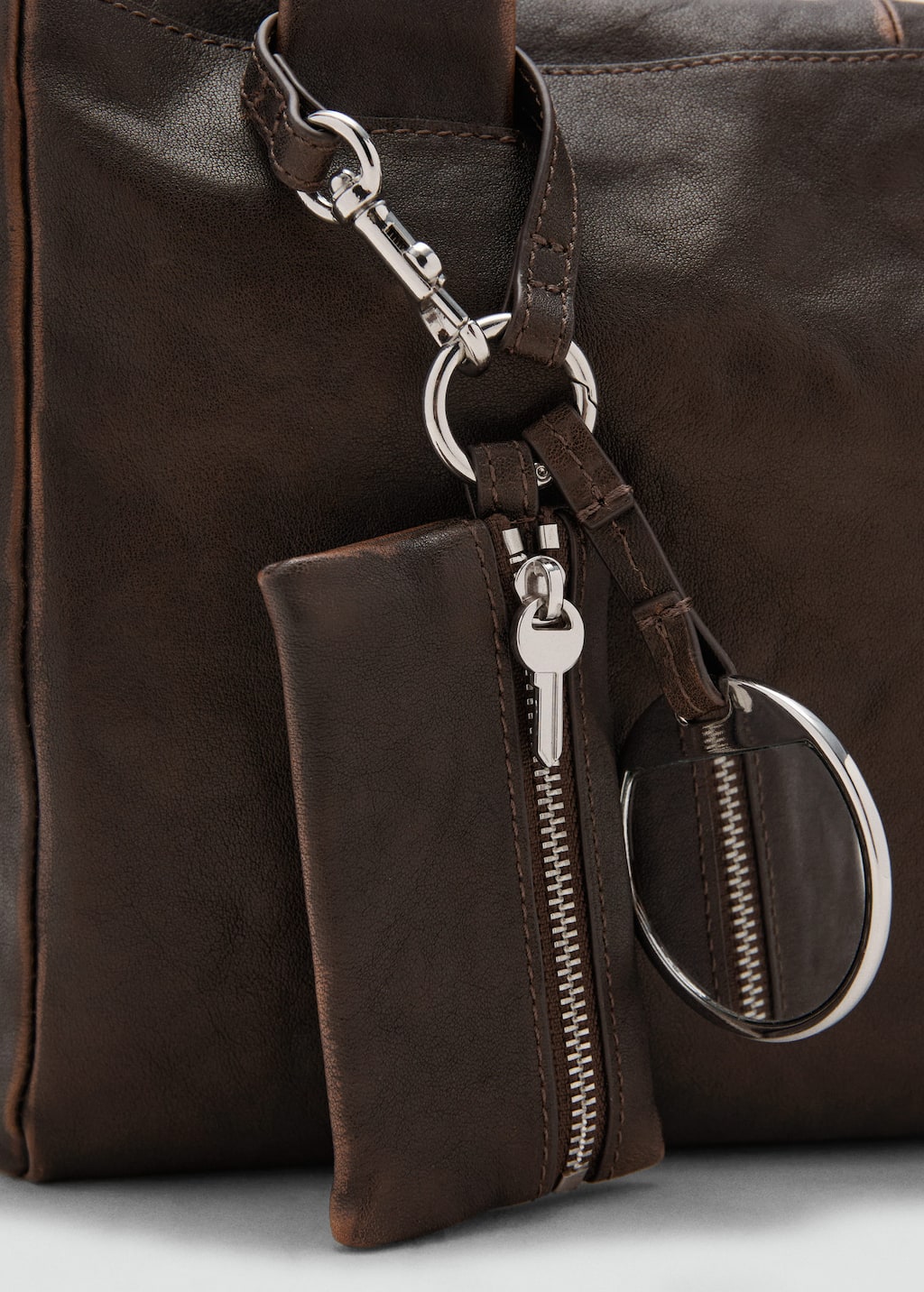 Medium leather shoulder bag with charms
