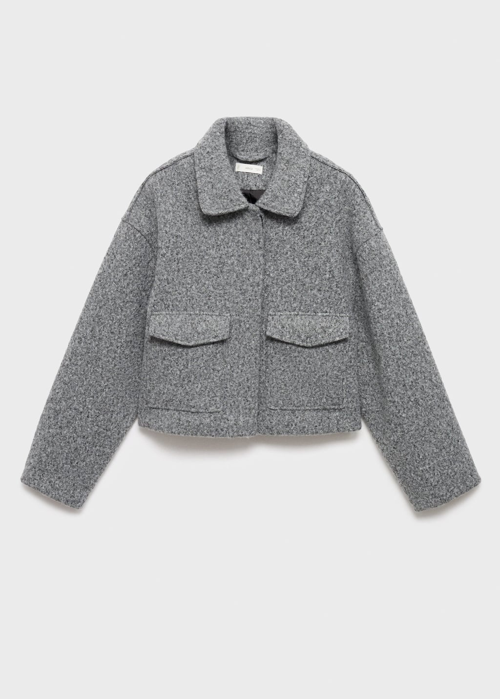 Mango Teen Wool Jacket With Lapel Pockets Grey In Gray