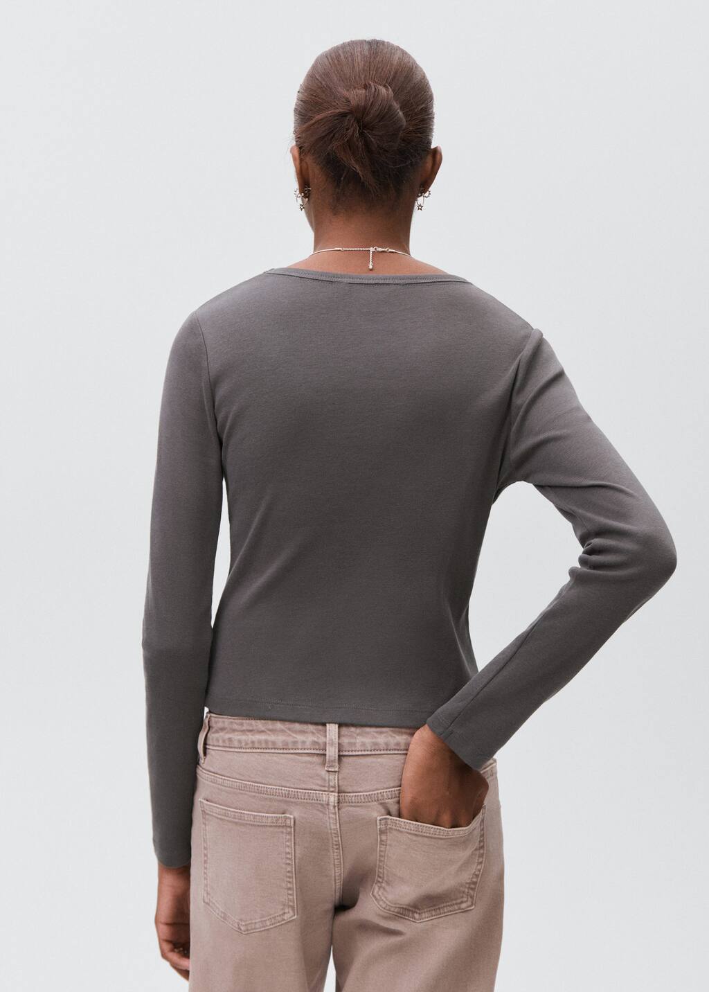 Gathered cotton t-shirt