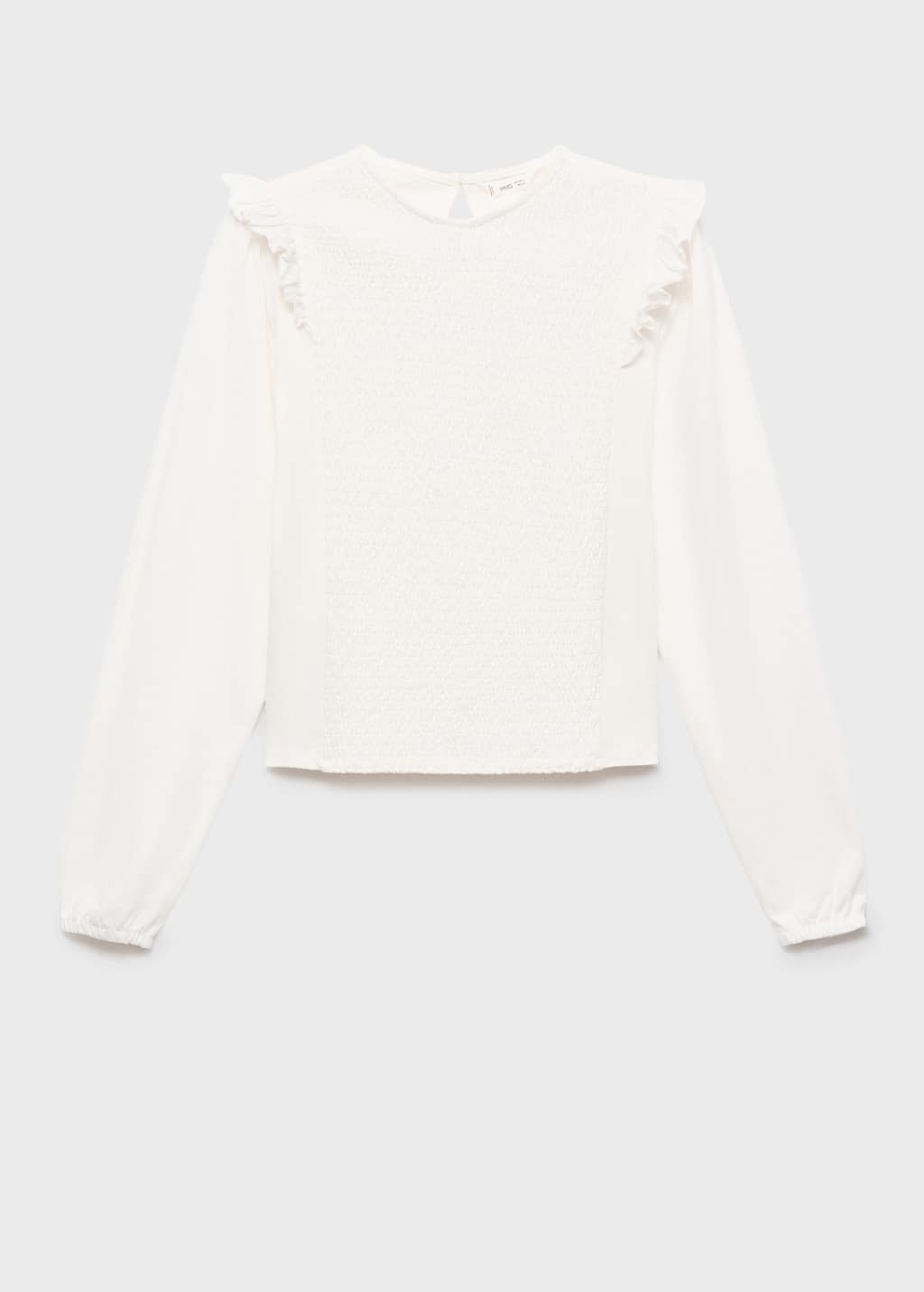 Mango Teen T-shirt Froncé À Volants Blanc Cassé - Fille - L -  In White
