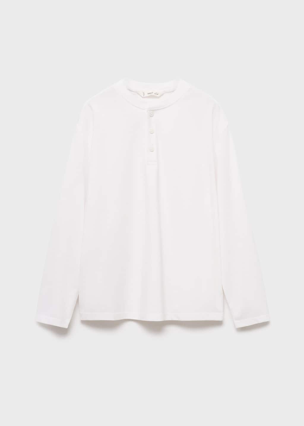 Mango Buttoned Cotton T-shirt Off White In White