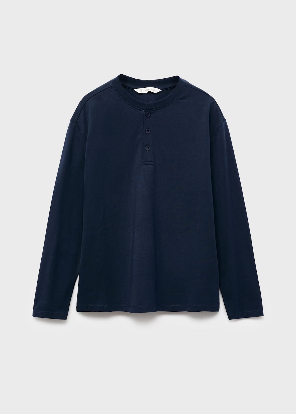 Mango Buttoned Cotton T-shirt Navy In Blue
