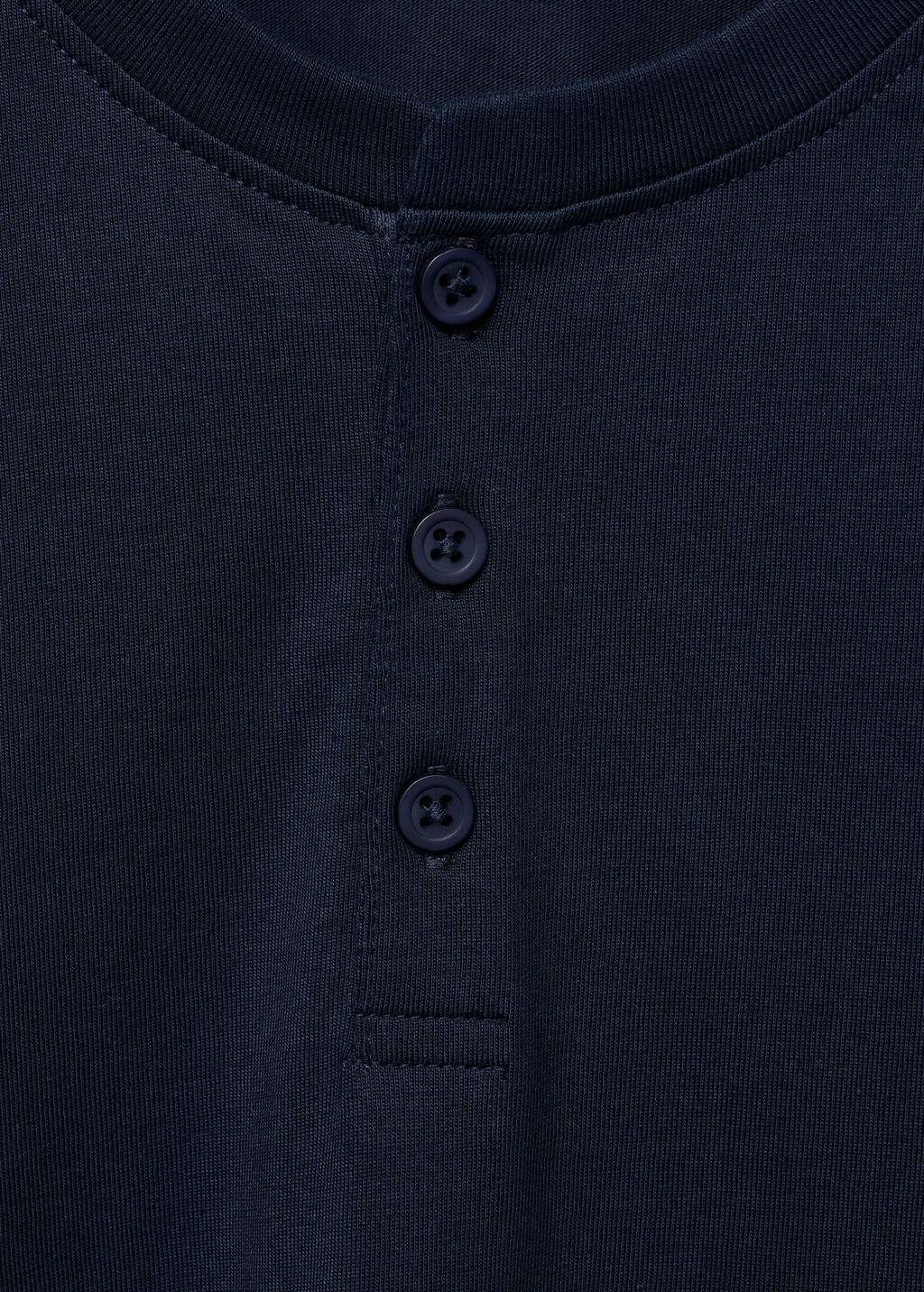 Buttoned cotton T-shirt