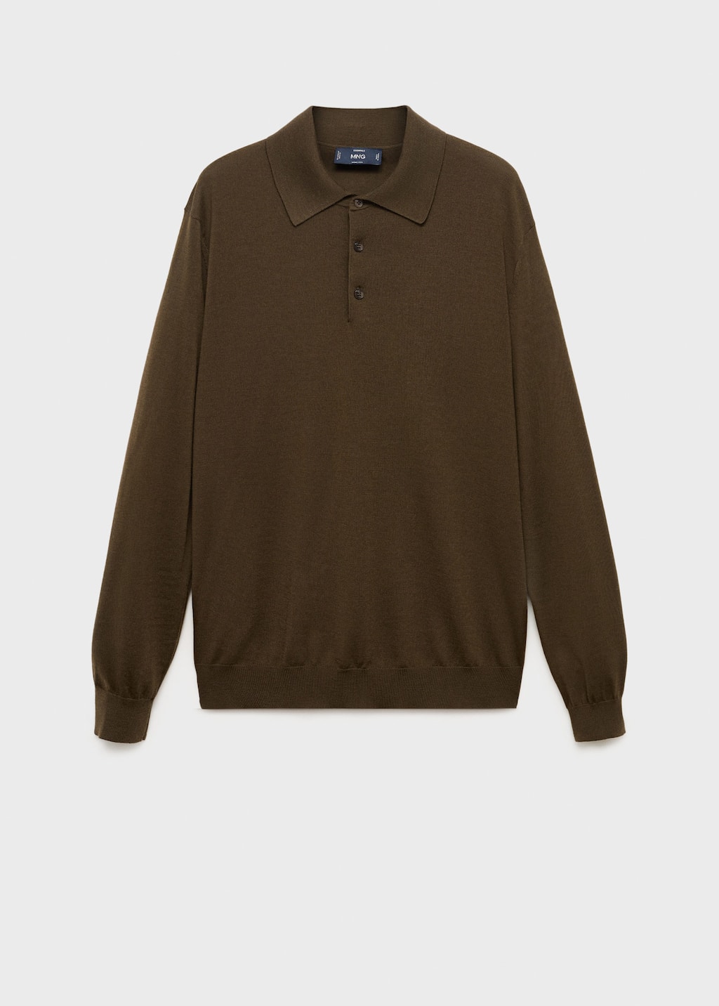 Mango Man Pull-over Polo Maille 100 % Laine Olive - Homme - Xxl -  In Green