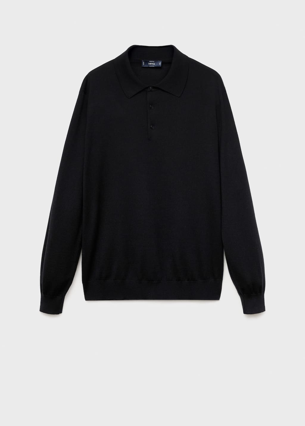 Mango Man Pull-over Polo Maille 100 % Laine Noir - Homme - Xxl - In Black