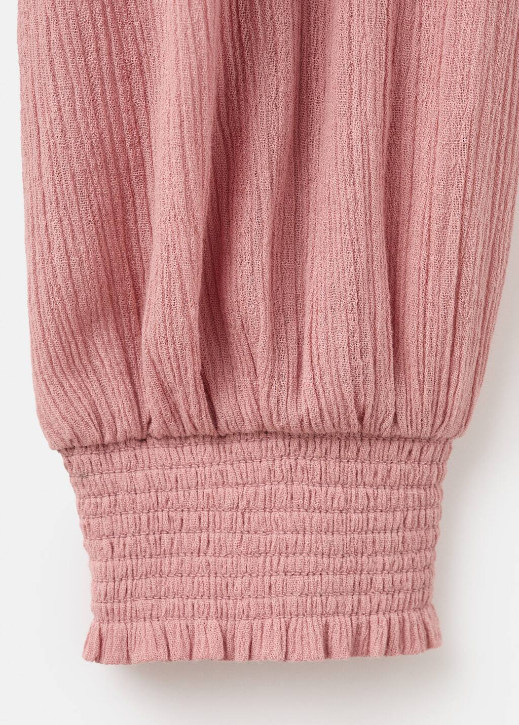High-neck gathered blouse