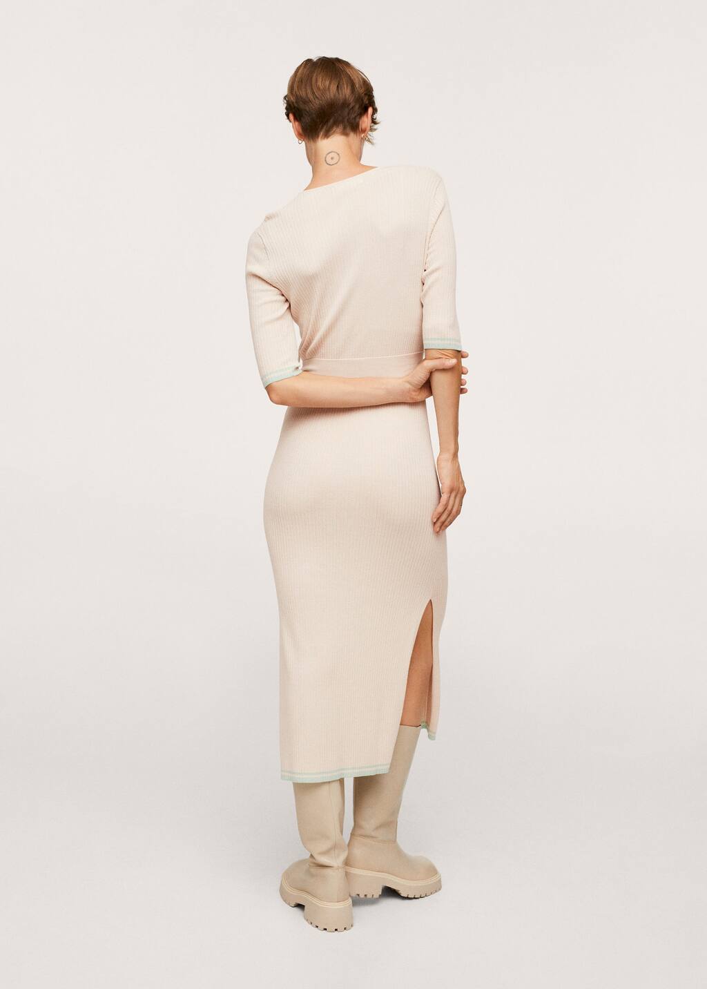 mango belt ribbed dress