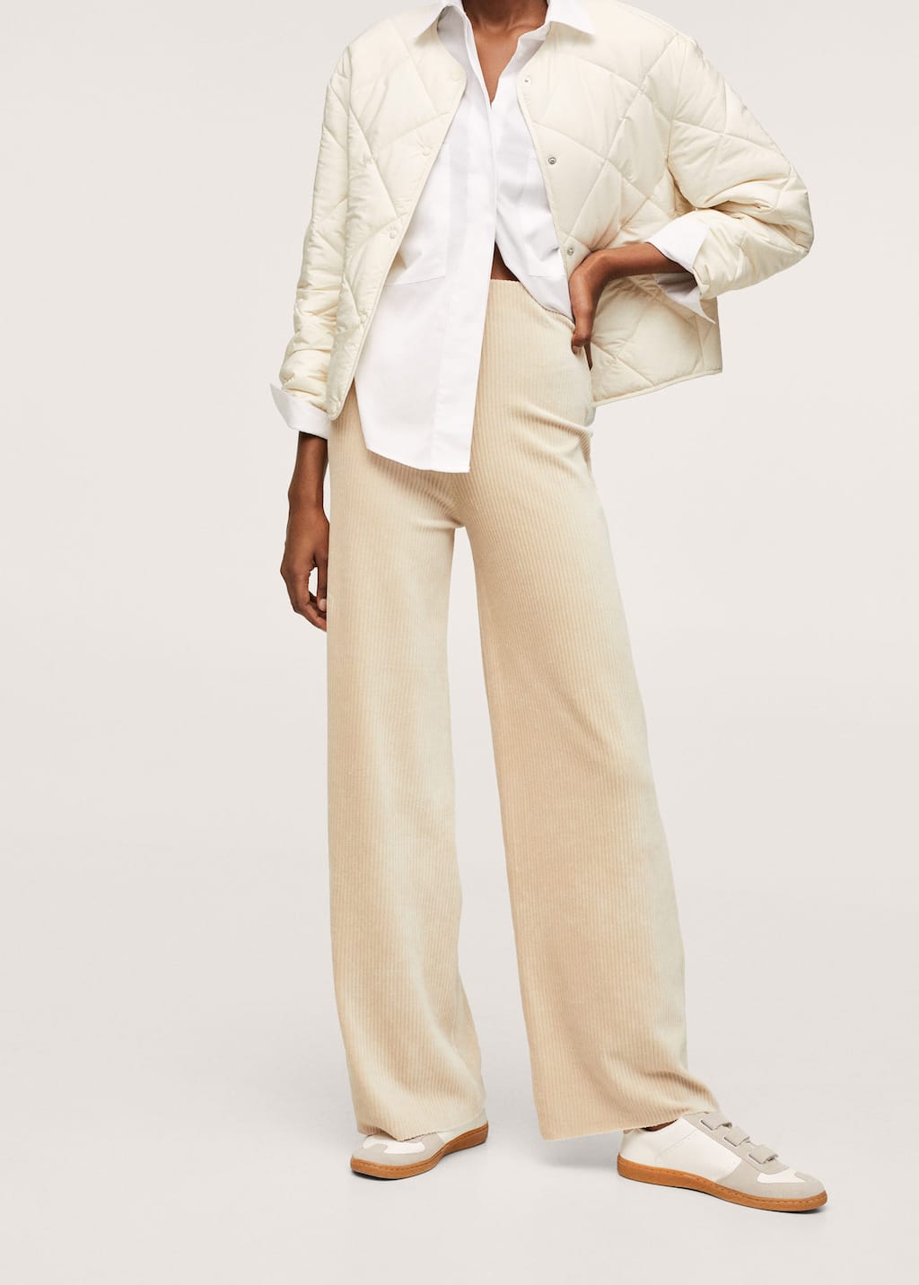 Pantalón pana cintura elástica - Mujer | Mango España