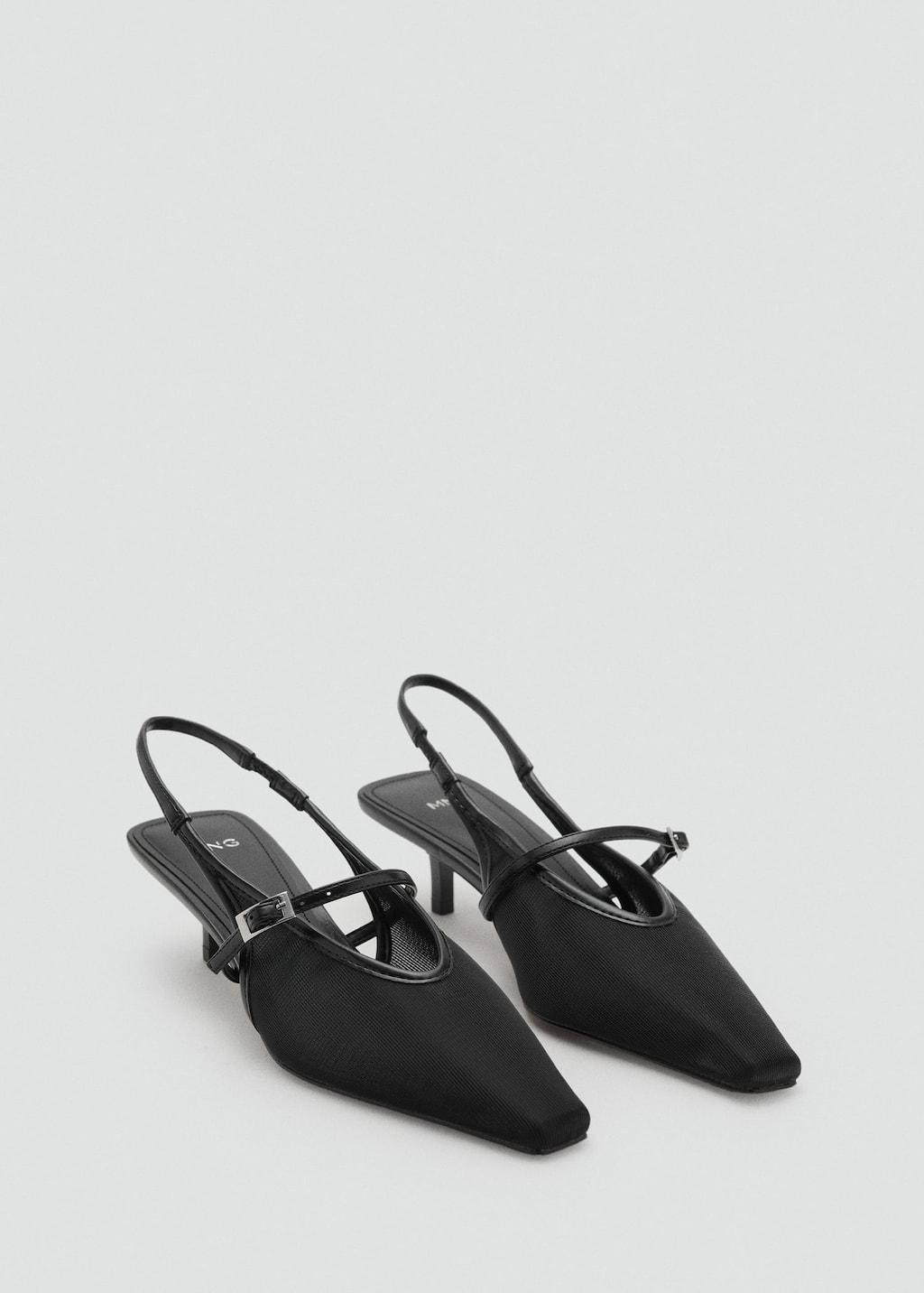 Mango Chaussures Talon Maille Filet Ouvertes À L'arrière Noir - Femme - 42 -