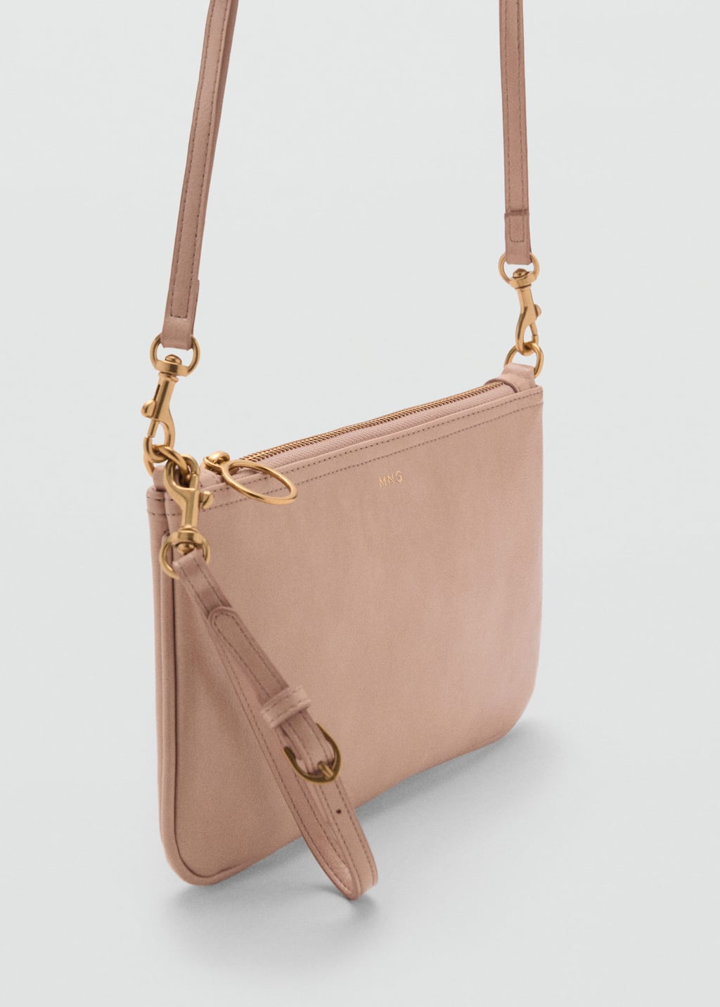 Mango Pochette Similicuir Rose Pastel - Femme - Taille Unique -