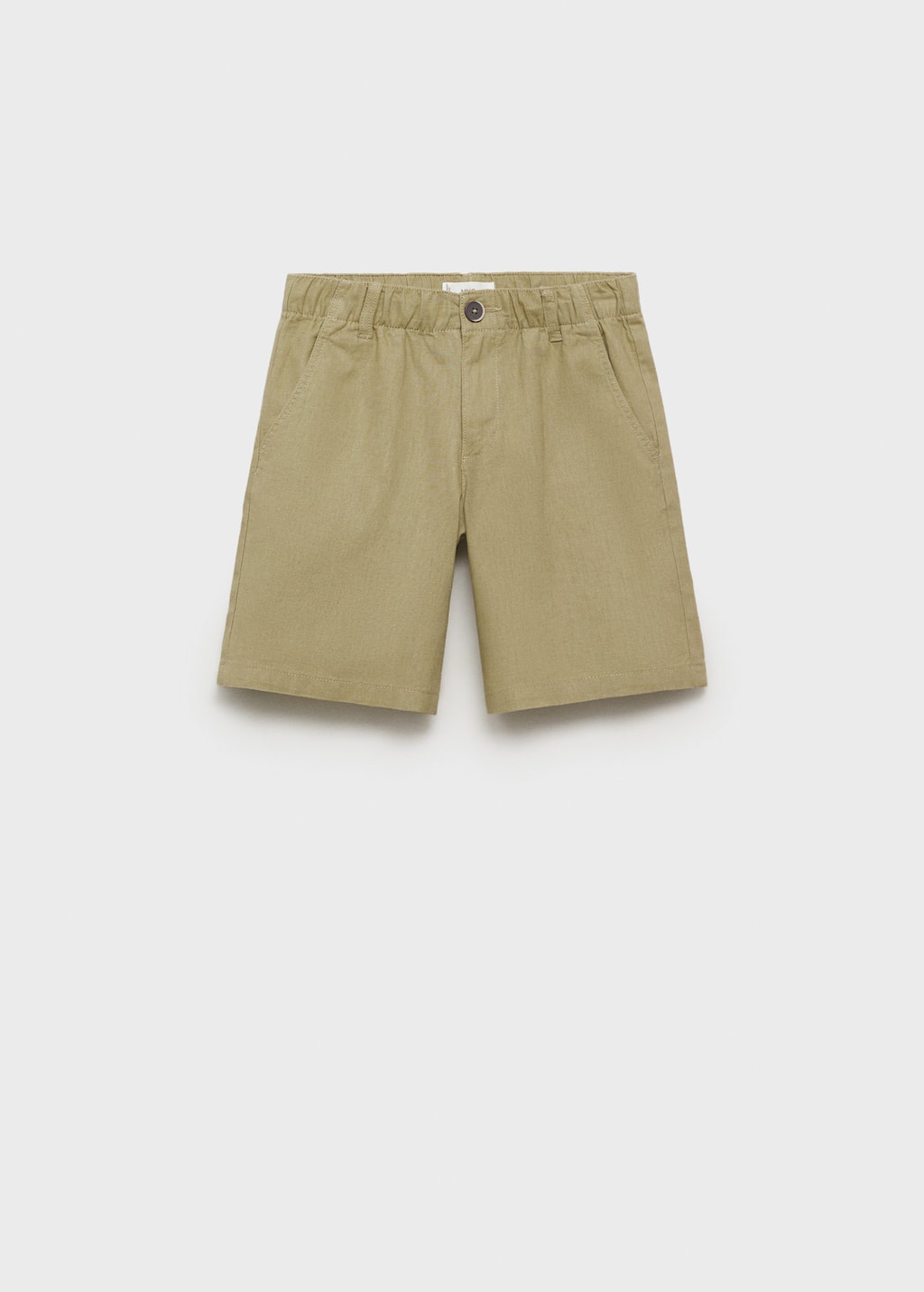 Mango Linen-blend Bermuda Shorts Khaki In Green