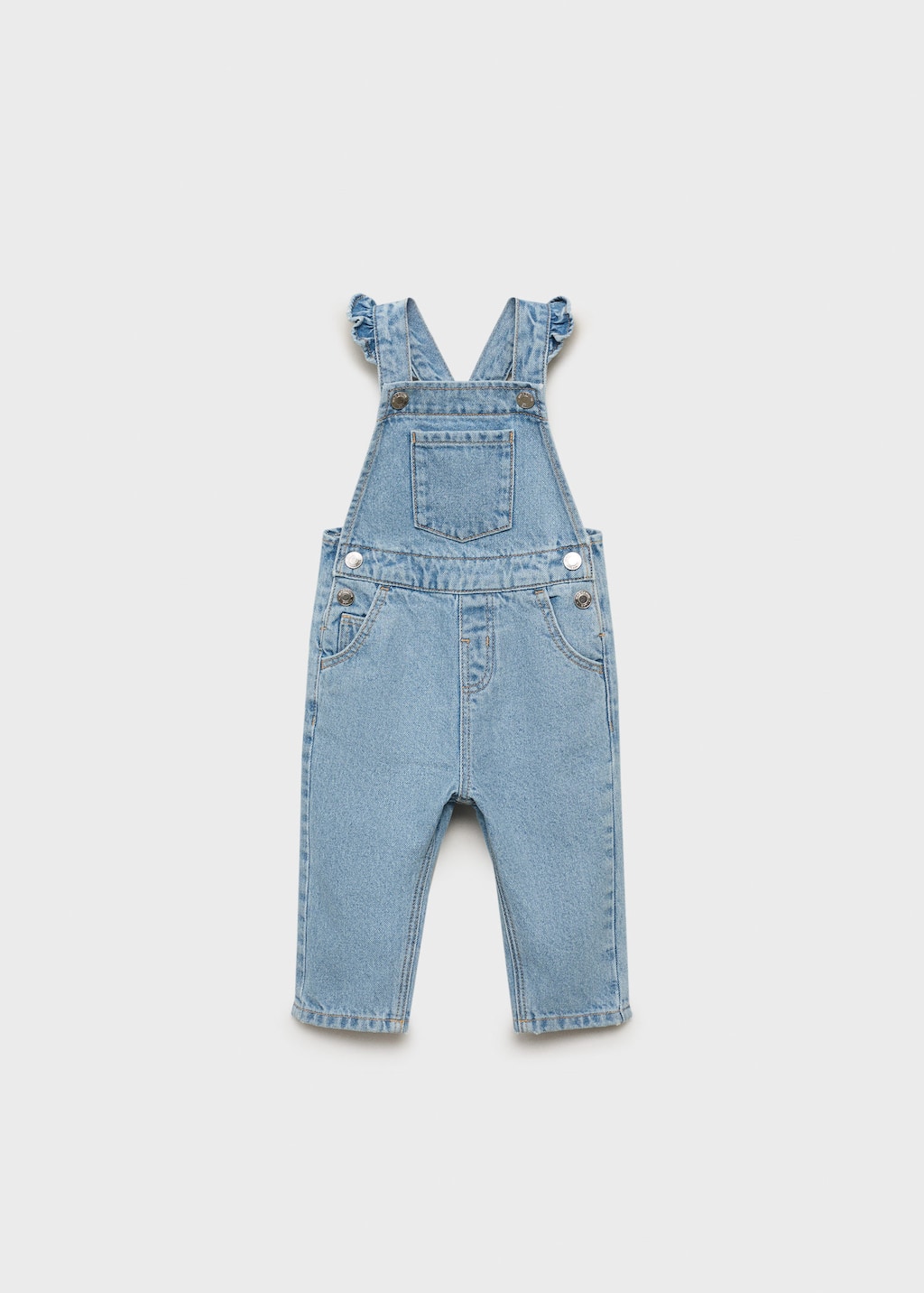 Frills denim dungarees