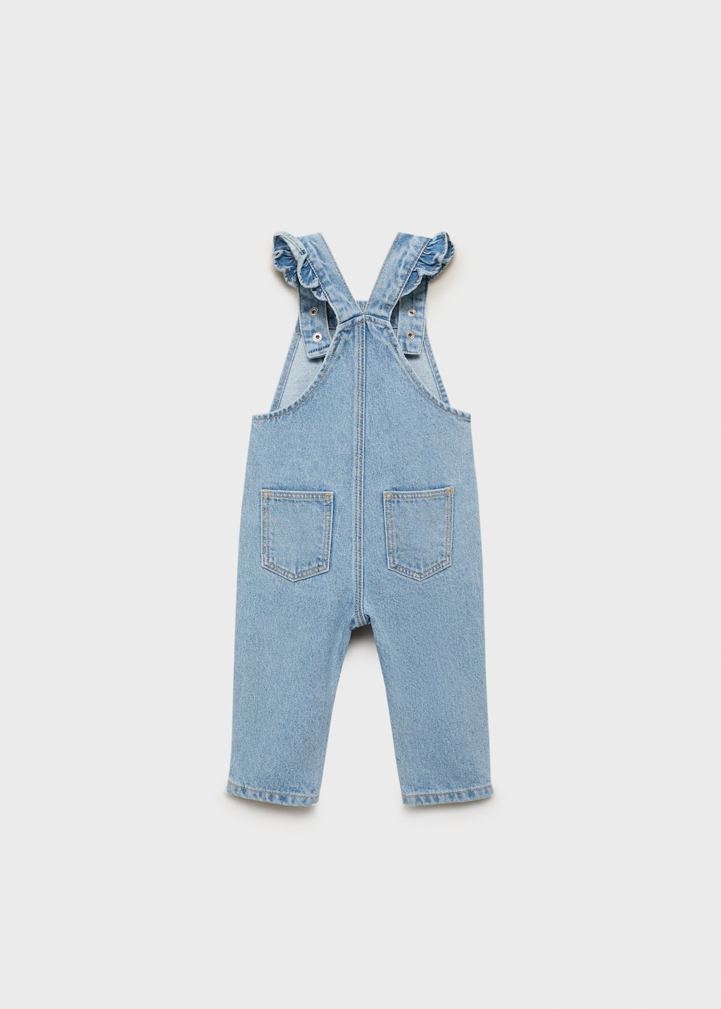 Frills denim dungarees