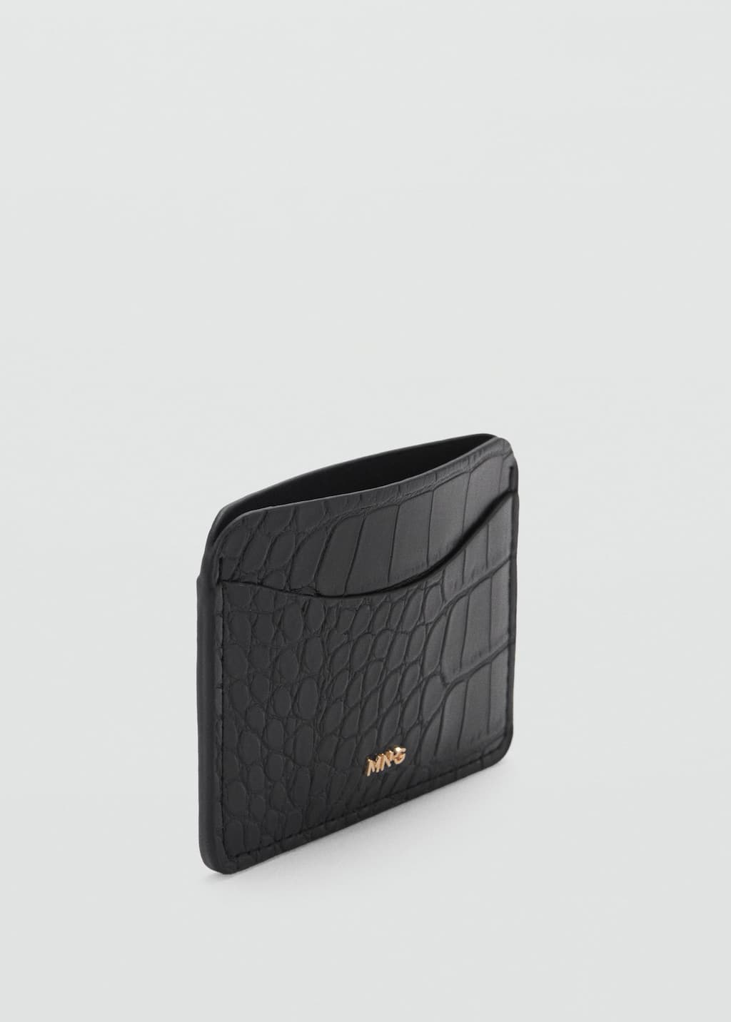 Mango Porte-cartes Effet Croco Noir - Femme - Taille Unique -