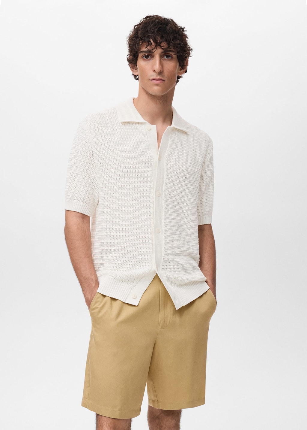 Cotton openwork knitted blouse