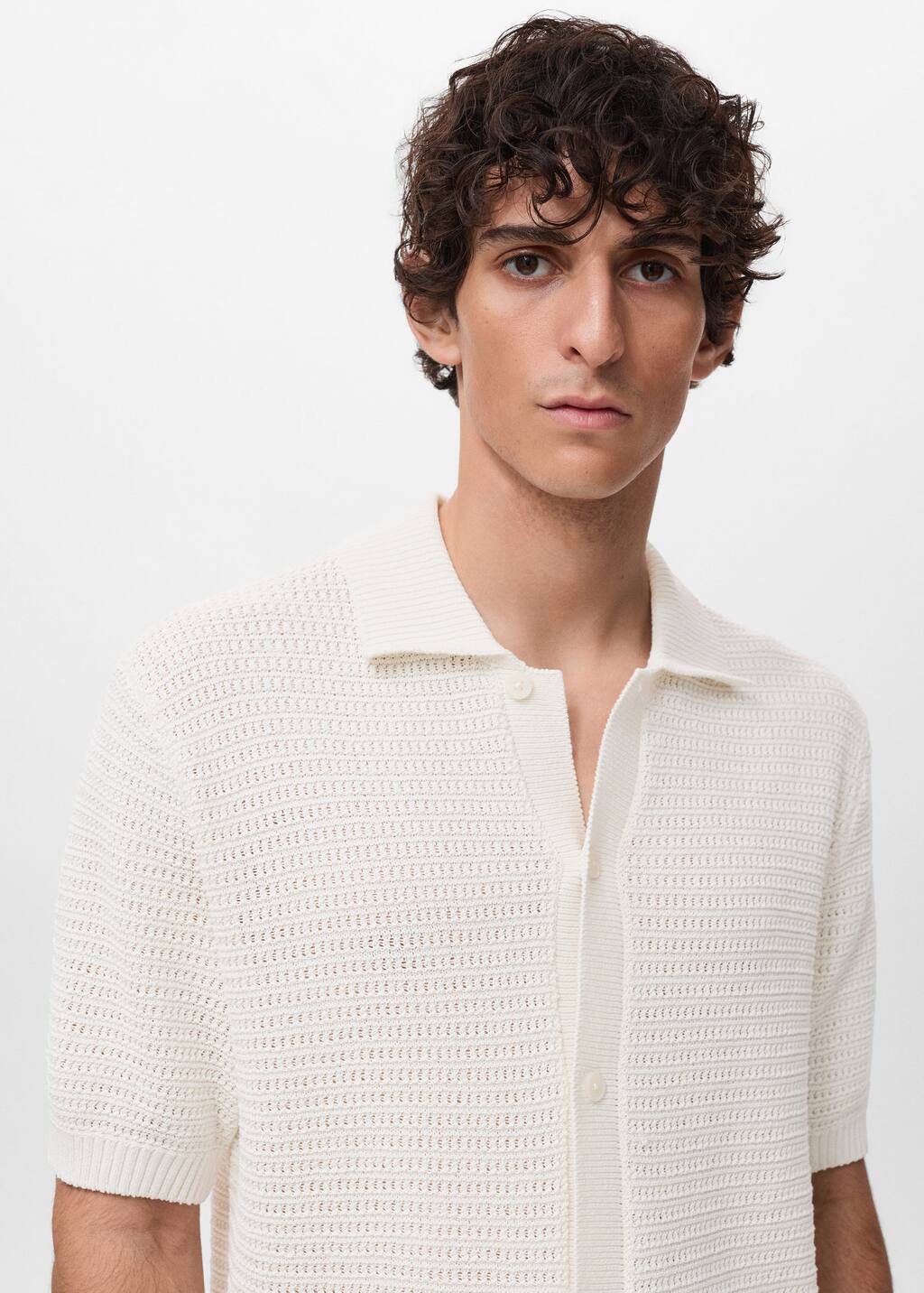 Cotton openwork knitted blouse