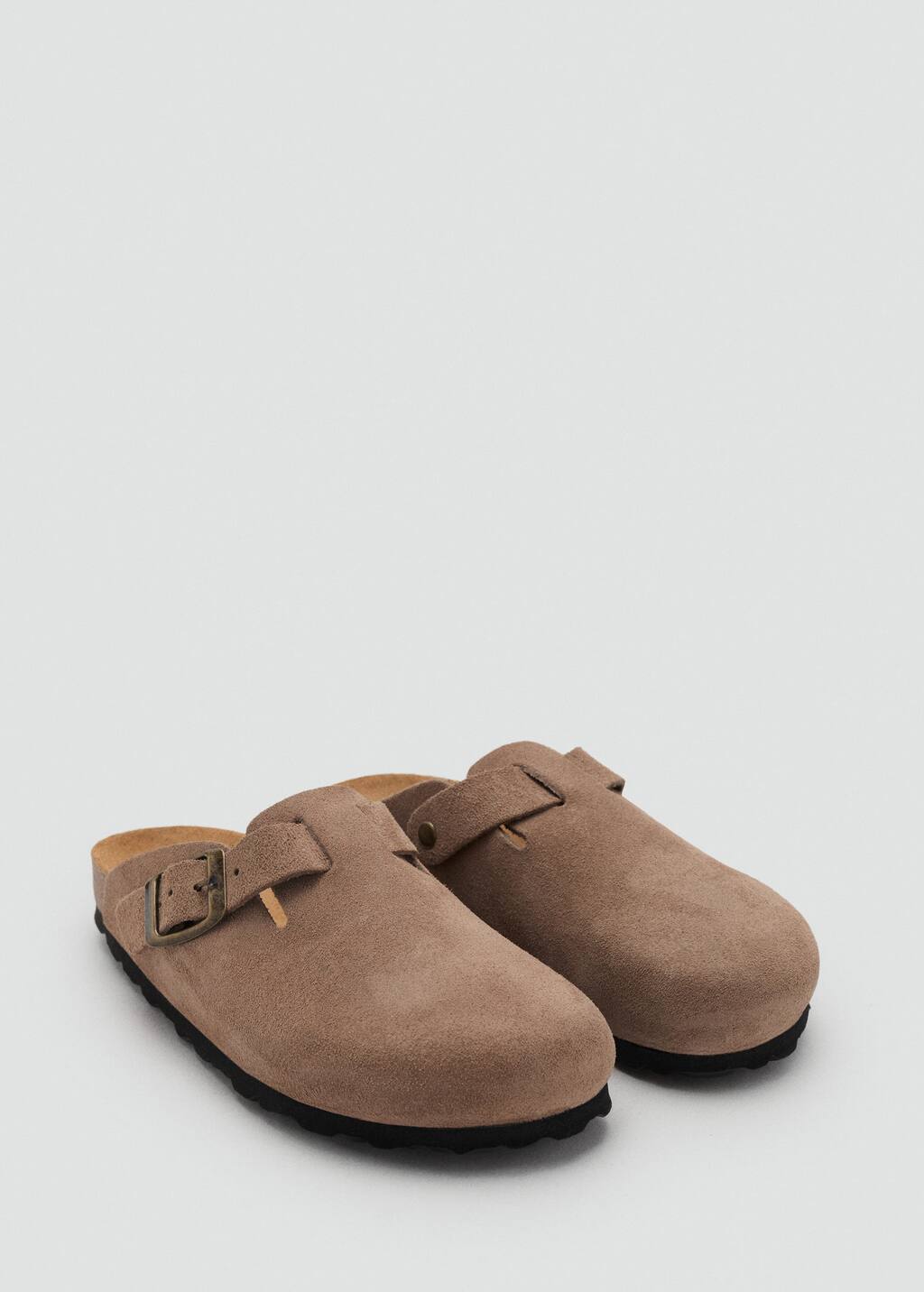 Mango Leather Clogs With Buckle Medium Brown In Brown