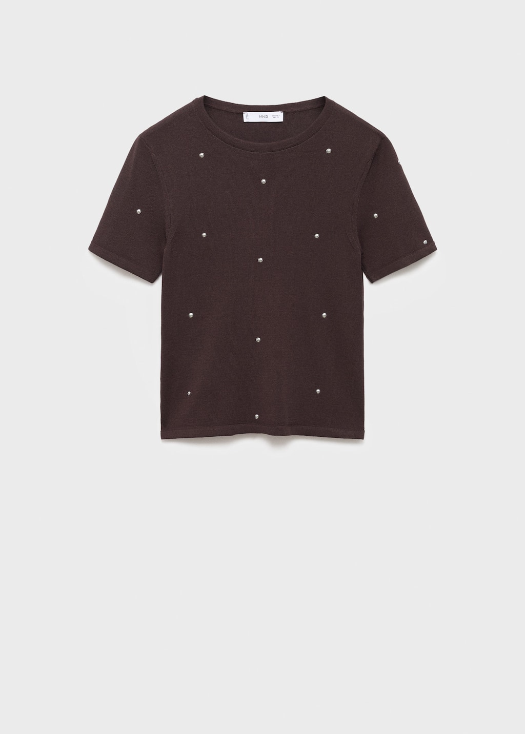 Mango Knitted Sweater With Rhinestones Brown In Brown
