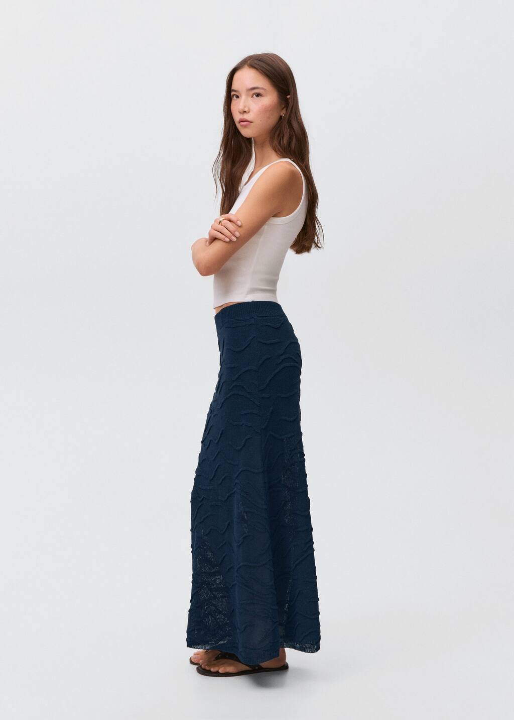 Textured long skirt