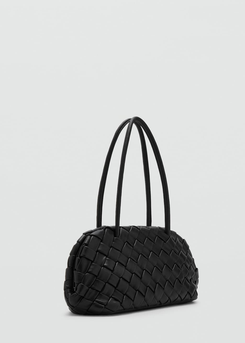 Mango Sac À Épaule Moyen En Cuir Tressé Noir - Femme - Taille Unique -  In Black