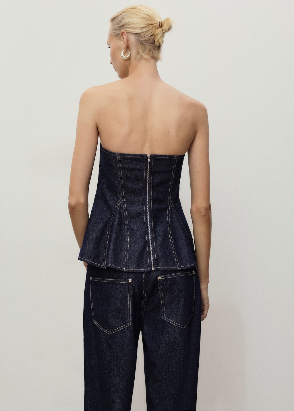 Denim peplum top